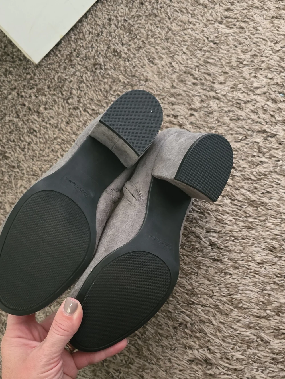 NWOT Women's Gray Suede Ankle Boots - Classic Block Heel